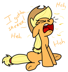 Size: 963x1024 | Tagged: safe, artist:anyponedrawn, applejack, earth pony, pony, g4, female, hay, mare, nostrils, pre sneeze, recolor, simple background, sneezing, solo, trace, transparent background