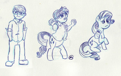 Size: 1024x645 | Tagged: dead source, safe, artist:milton-earl, rarity, oc, human, pony, unicorn, g4, deviantart watermark, female, glasses, human male, human to pony, male, male to female, mare, monochrome, obtrusive watermark, pen drawing, rule 63, simple background, solo, traditional art, transformation, transformation sequence, transgender transformation, watermark, white background