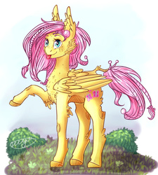 Size: 805x894 | Tagged: safe, artist:ri12ktn, fluttershy, g4, chest fluff, female, fluffy, solo, tongue out