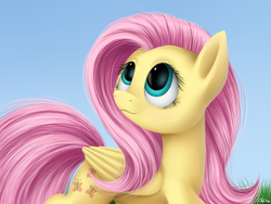 Size: 1600x1200 | Tagged: safe, artist:luminousdazzle, fluttershy, pegasus, pony, g4, female, looking up, solo