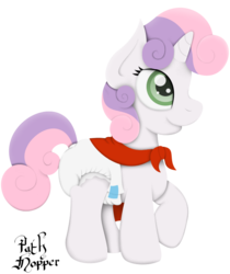 Size: 611x728 | Tagged: safe, artist:the-crusader-network, sweetie belle, g4, diaper, female, non-baby in diaper, poofy diaper, solo