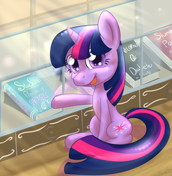 Size: 1250x1276 | Tagged: safe, artist:sintakhra, twilight sparkle, g4, adorkable, book, cute, dork, female, filly, solo, story included