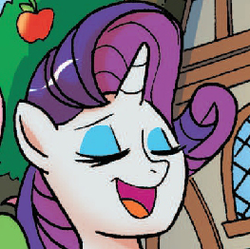 Size: 263x262 | Tagged: safe, rarity, g4, spoiler:comic, apple, food, solo