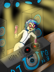 Size: 768x1024 | Tagged: safe, artist:raricane, dj pon-3, vinyl scratch, equestria girls, g4, female, solo