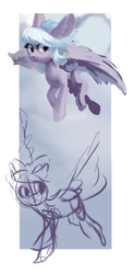 Size: 735x1500 | Tagged: safe, artist:locksto, cloudchaser, pony, g4, female, flying, mare, sketch, smiling, solo, wip