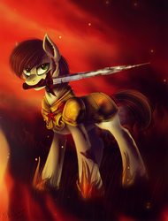 Size: 1523x2000 | Tagged: safe, artist:das_leben, oc, oc only, pony, fire, solo, warrior