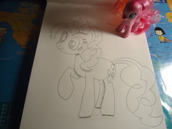 Size: 4320x3240 | Tagged: safe, artist:peter lugushy, pinkie pie, g4, doodle, monochrome