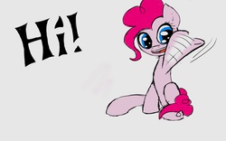 Size: 1280x800 | Tagged: safe, artist:blvckmagic, pinkie pie, g4, big smile, female, happy, simple background, solo, waving