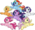 Size: 3502x3000 | Tagged: safe, artist:theshadowstone, applejack, fluttershy, pinkie pie, rainbow dash, rainbow dash (g3), rarity, twilight sparkle, alicorn, pony, g3, g4, female, g4 to g3, generation leap, high res, mane six, mare, simple background, starry eyes, transparent background, twilight sparkle (alicorn)