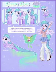 Size: 3060x3920 | Tagged: safe, artist:centchi, oc, oc only, oc:selene, oc:sleepy skies, moth, pegasus, pony, equestria girls, g4, clothes, equestria girls-ified, high res, pet, pet oc, ponied up, reference sheet, skirt, solo