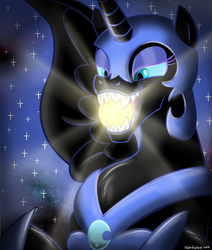 Size: 2200x2600 | Tagged: safe, artist:celestialess, nightmare moon, pony, g4, cosmic giant, eating, female, fetish, giant pony, goddess, high res, macro, maw, object vore, open mouth, pony bigger than a planet, pony bigger than a star, solo, sun, tangible heavenly object, xk-class end-of-the-world scenario