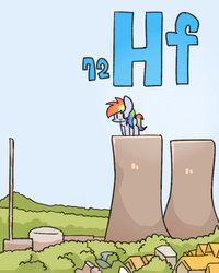 Size: 800x1000 | Tagged: safe, artist:joycall6, part of a set, rainbow dash, pegasus, pony, series:joycall6's periodic table, g4, cooling tower, giantess, hafnium, macro, nuclear power plant, power plant