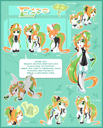 Size: 2700x3341 | Tagged: safe, artist:centchi, oc, oc only, oc:exo, pony, unicorn, equestria girls, g4, equestria girls-ified, high res, ponied up, reference sheet, solo