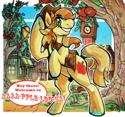 Size: 830x776 | Tagged: safe, artist:keldeos, braeburn, g4, apple, appleloosa, male, solo