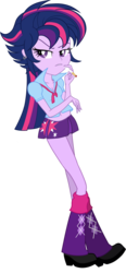 Size: 1834x3937 | Tagged: safe, artist:bluse, twilight sparkle, equestria girls, g4, alternate hairstyle, background removed, belly button, breasts, cigarette, clothes, cutie mark on clothes, earring, female, midriff, piercing, pleated skirt, punklight sparkle, show accurate, simple background, skirt, smoking, solo, transparent background