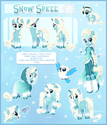 Size: 3011x3519 | Tagged: safe, artist:centchi, oc, oc only, oc:snow spell, pony, unicorn, equestria girls, g4, equestria girls-ified, eyeshadow, high res, makeup, ponied up, reference sheet, solo, totally not elsa