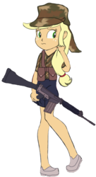 Size: 520x958 | Tagged: safe, artist:carnifex edit, edit, applejack, equestria girls, g4, assault rifle, bad edit, camouflage, female, fn fal, gun, rhodesia, rifle, solo