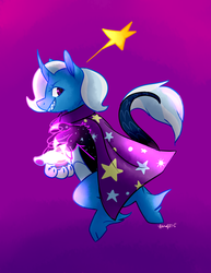 Size: 1280x1656 | Tagged: safe, artist:animalstamp, trixie, draconequus, g4, draconequified, female, grin, magic, smiling, solo, species swap