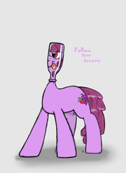 Size: 1093x1505 | Tagged: safe, artist:trickydick, berry punch, berryshine, earth pony, pony, g4, alcohol, bottle, bottlehead punch, female, mare, solo, stuck