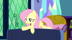 Size: 1280x720 | Tagged: safe, screencap, fluttershy, pegasus, pony, do princesses dream of magic sheep, g4, bed, female, mare, solo