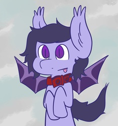 Size: 1008x1074 | Tagged: safe, oc, oc only, oc:moon rock, bat pony, pony, collar, cute, tongue out