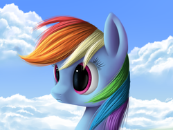 Size: 1600x1200 | Tagged: safe, artist:luminousdazzle, rainbow dash, pegasus, pony, g4, cute, dashabetes, female, portrait, sky, solo