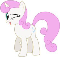 Size: 3001x2852 | Tagged: safe, artist:bluemeganium, twinkleshine, pony, unicorn, amending fences, g4, female, high res, looking at you, mare, one eye closed, open mouth, raised hoof, simple background, smiling, solo, transparent background, vector, wink