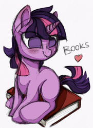 Size: 926x1280 | Tagged: safe, artist:yellowrobin, twilight sparkle, g4, book, bookhorse, female, solo, that pony sure does love books