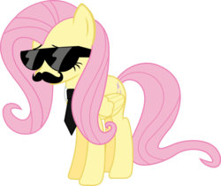 Size: 975x819 | Tagged: safe, fluttershy, g4, moustache, sunglasses