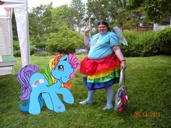 Size: 500x375 | Tagged: safe, rainbow dash, rainbow dash (g3), human, g3, g4, clothes, cosplay, irl, irl human, photo