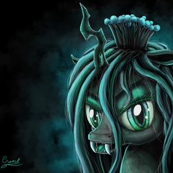 Size: 3000x3000 | Tagged: dead source, safe, artist:craszh, queen chrysalis, changeling, changeling queen, g4, female, high res, portrait, solo