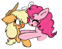 Size: 1336x1054 | Tagged: safe, artist:toridesori, applejack, pinkie pie, pony, g4, blushing, duo, female, hug, lesbian, ship:applepie, shipping, simple background, transparent background, vector