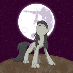 Size: 1500x1500 | Tagged: safe, artist:fonypan, octavia melody, hengstwolf, werewolf, wolf, g4, female, howling, mare in the moon, marewolf, moon, solo, weretavia, wolfified, wolftavia