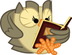 Size: 3563x2735 | Tagged: safe, artist:porygon2z, owlowiscious, bird, owl, g4, book, high res, male, reading, simple background, solo, transparent background, vector