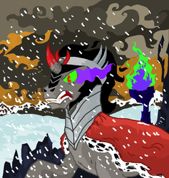 Size: 960x1012 | Tagged: safe, artist:seriousdog, king sombra, g4, male, snow, snowfall, solo