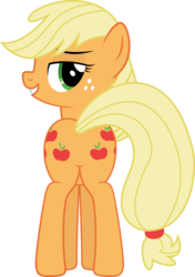 Size: 6433x9114 | Tagged: safe, artist:mrcabezon, applejack, earth pony, pony, g4, absurd resolution, bedroom eyes, both cutie marks, butt, featureless crotch, female, plot, show accurate, simple background, solo, transparent background, vector