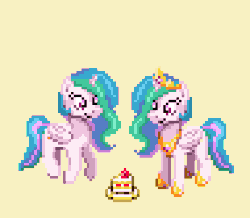 Size: 380x332 | Tagged: safe, artist:nauth, princess celestia, g4, animated, cake, cakelestia, female, pixel art, pixelestia, self ponidox, super mario rpg, there can be only one