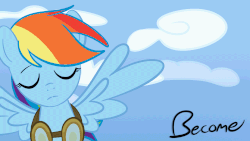 Size: 1920x1080 | Tagged: safe, artist:flaminbunny, rainbow dash, g4, animated, become, cover art, female, goggles, metajoker, respin, solo