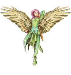 Size: 1200x1255 | Tagged: safe, artist:lizbones, part of a set, fluttershy, human, g4, arrow, badass, bow (weapon), bow and arrow, commission, dungeons and dragons, elf ears, female, flutterbadass, humanized, ranger, solo, sword, winged humanization