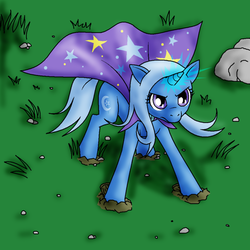 Size: 600x600 | Tagged: source needed, safe, artist:mbs, trixie, pony, unicorn, g4, female, magic, mare, missing accessory, solo