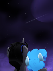 Size: 1631x2200 | Tagged: safe, artist:va1ly, oc, oc only, oc:curly mane, oc:earl grey, early, night, stars