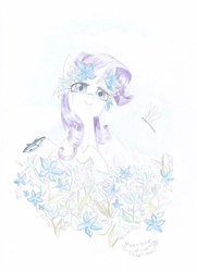 Size: 1024x1412 | Tagged: safe, artist:pixernosse, rarity, g4, female, floral head wreath, flower, solo, traditional art