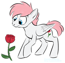 Size: 995x963 | Tagged: safe, artist:colossalstinker, oc, oc only, oc:rose bud, pegasus, pony, commission, rose, solo