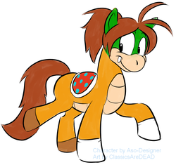 Size: 1137x1069 | Tagged: safe, artist:colossalstinker, oc, oc only, oc:nick, pony, blank flank, commission, ponified, solo, super mario bros.