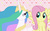 Size: 2000x1250 | Tagged: safe, artist:discordfan, fluttershy, princess celestia, pony, g4, female, lesbian, ship:flutterlestia, shipping, wallpaper