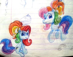 Size: 869x680 | Tagged: safe, artist:colossalstinker, rainbow dash (g3), g3, g3.5, irl, lined paper, photo, solo, traditional art