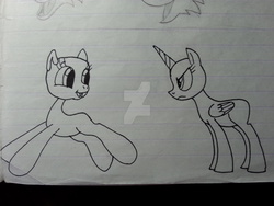 Size: 2828x2121 | Tagged: safe, artist:stinkek, oc, alicorn, pony, g3, g3.5, alicorn oc, base, high res, irl, lined paper, photo, traditional art