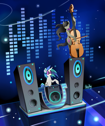 Size: 1000x1200 | Tagged: safe, artist:skyeypony, dj pon-3, octavia melody, vinyl scratch, g4, slice of life (episode), wubcart