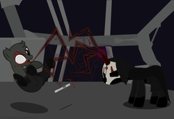 Size: 6250x4267 | Tagged: safe, artist:colorblindbrony, absurd resolution, broken horn, darth nihilus, darth sion, horn, lightsaber, ponified, sith, star wars, star wars: knights of the old republic