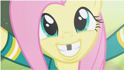 Size: 478x271 | Tagged: safe, edit, edited screencap, screencap, fluttershy, g4, gap teeth, teeth, why